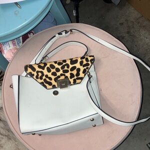 Dune designer Leopard Print and White Handbag crossbody
